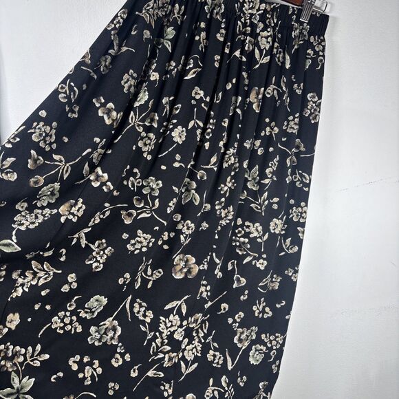 VTG Briggs New York Floral Midi Skirt Y2K Elastic Waist Black Cottagecore sz 14 - Picture 14 of 14